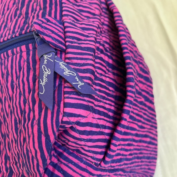 Vera Bradley Purple Quilted Extra Large Tote Bag Weekender Impressionista Stripe - Picture 6 of 8